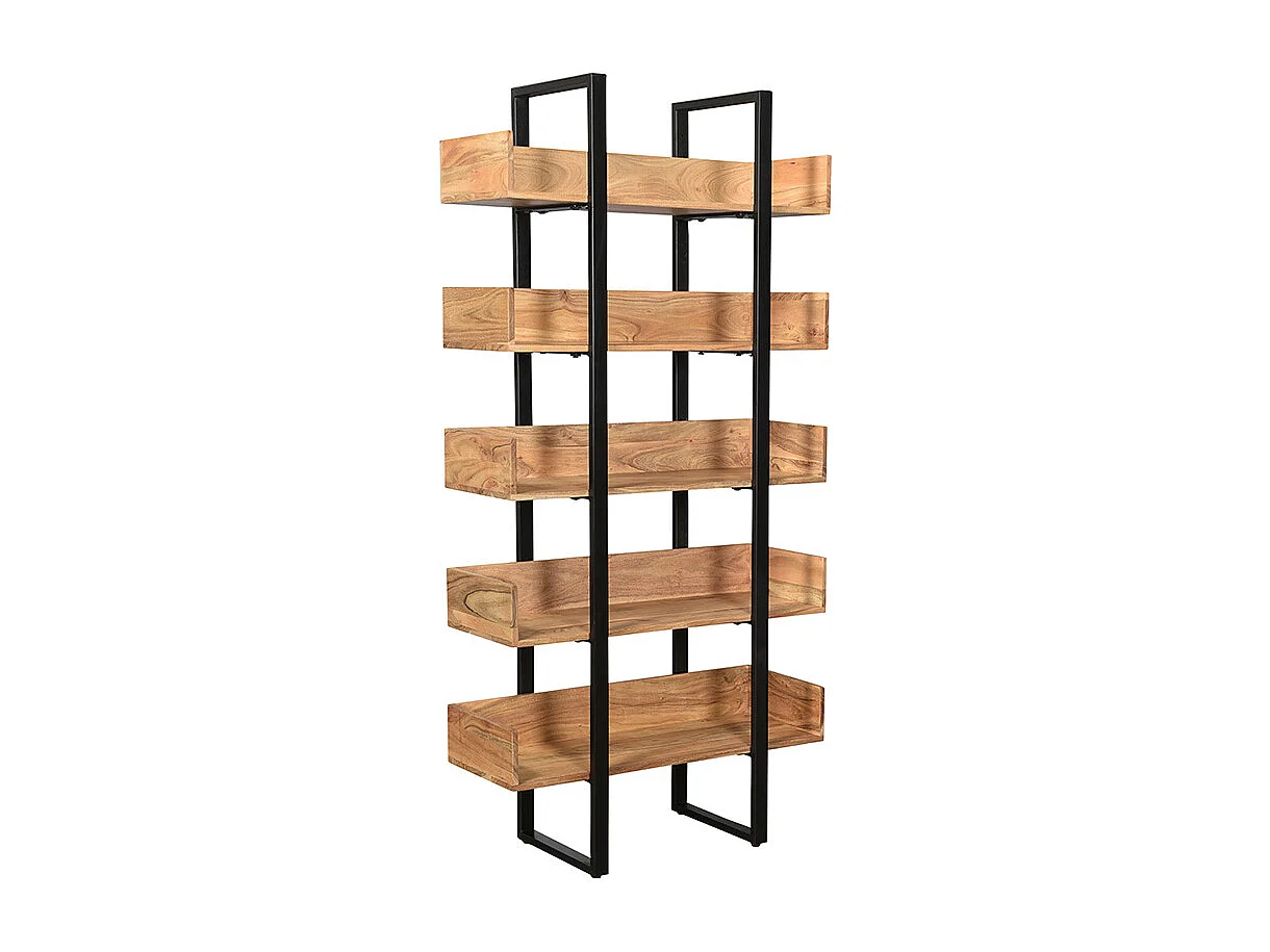 Biblioteca industrial acacia y metal negro L90 cm TAO