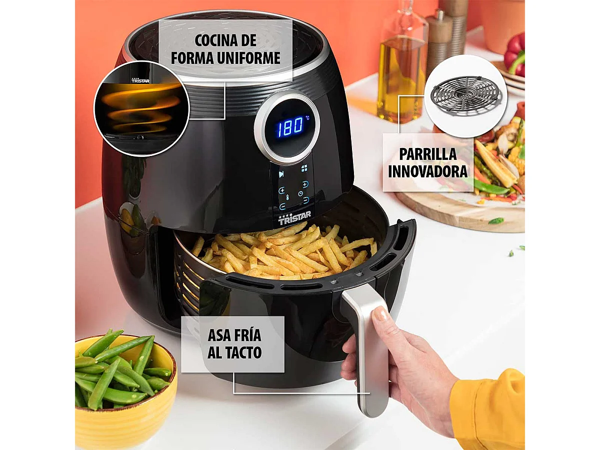 Freidora de aire Tristar FR-6956 Crispy Fryer 1500W 4,5L 8 modos 200ºC negro