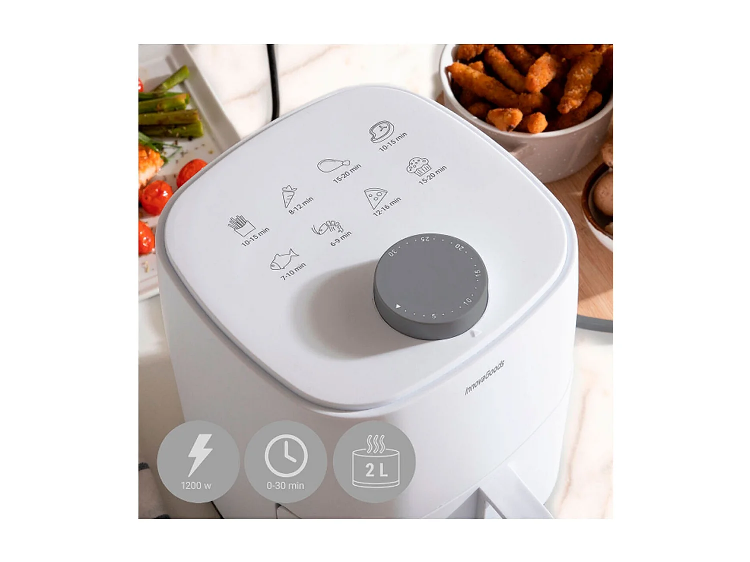 Freidora sin aceite Fryinn Lite 2000 InnovaGoods 1200W 2L blanco 25x25,5x21,5 cm