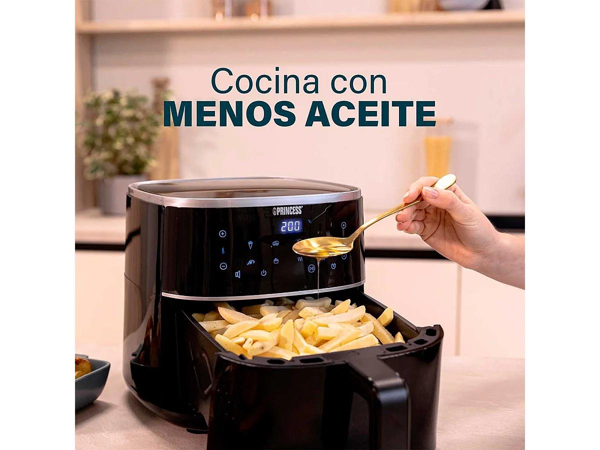 Princess Airfryer Digital 182238 Heißluftfritteuse 1350W 4L 8 Programme Schwarz