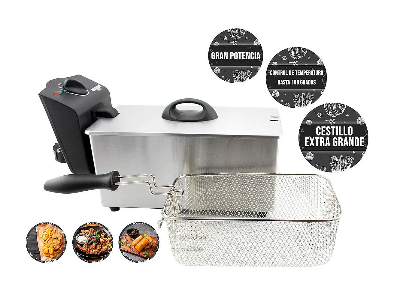 Freidora Bastilipo FE-2000 2000W 3L 190⁰C inox