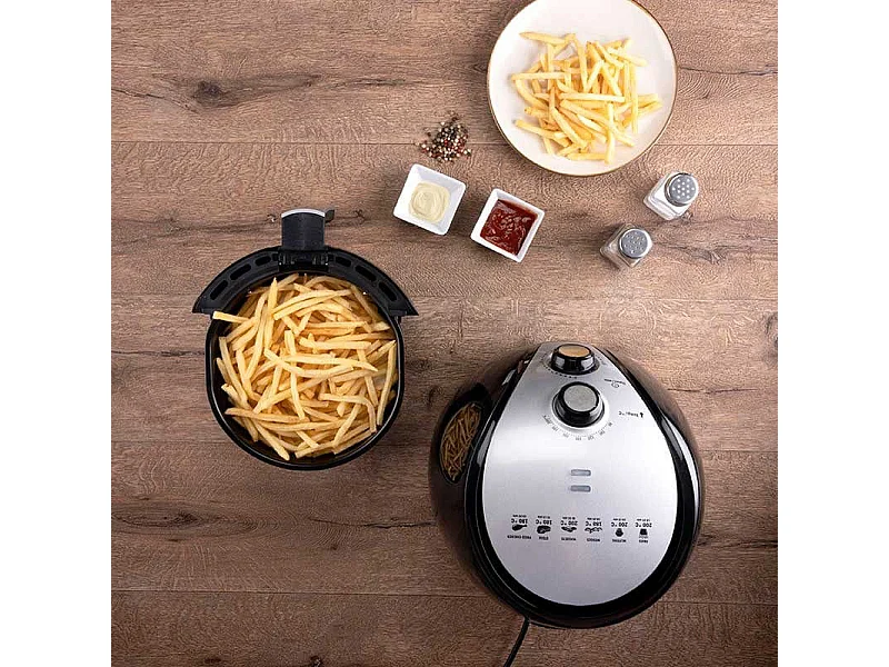 Freidora de aire Alpina 3,2L 1500W temporizador inox/negro