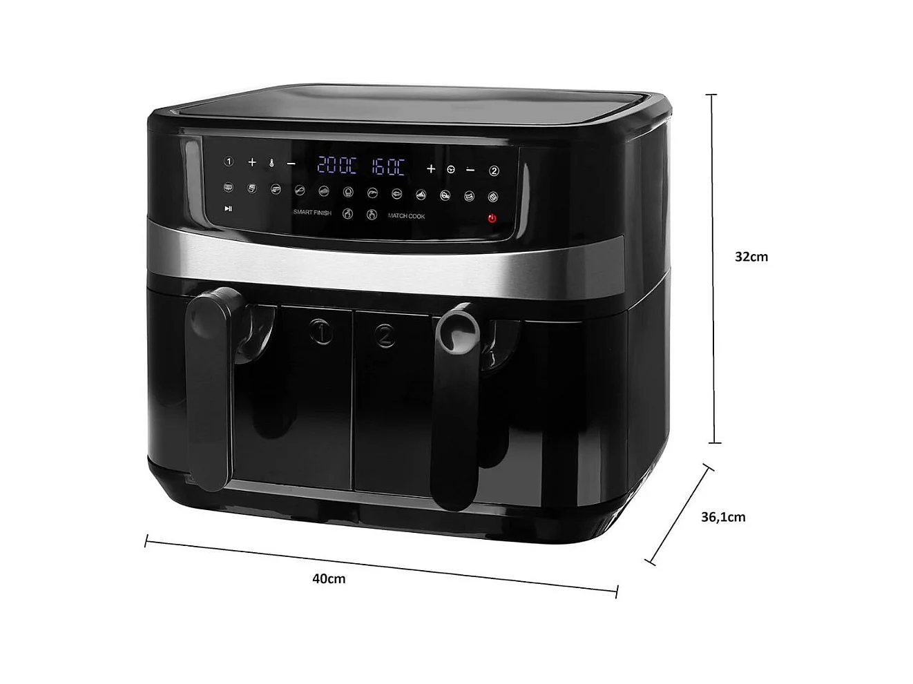 Freidora de aire Emerio AF-126672 2400W 9L 2 bandejas negro