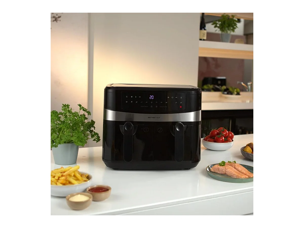 Freidora de aire Emerio AF-126672 2400W 9L 2 bandejas negro
