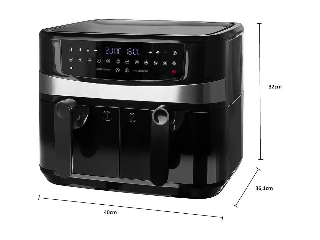 Freidora de aire Emerio AF-126672 2400W 9L 2 bandejas negro