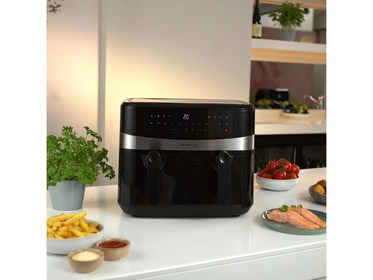 Freidora de aire Emerio AF-126672 2400W 9L 2 bandejas negro