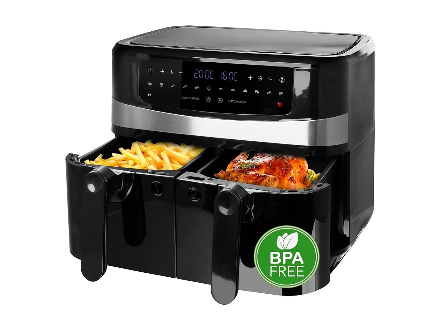 Freidora de aire Emerio AF-126672 2400W 9L 2 bandejas negro