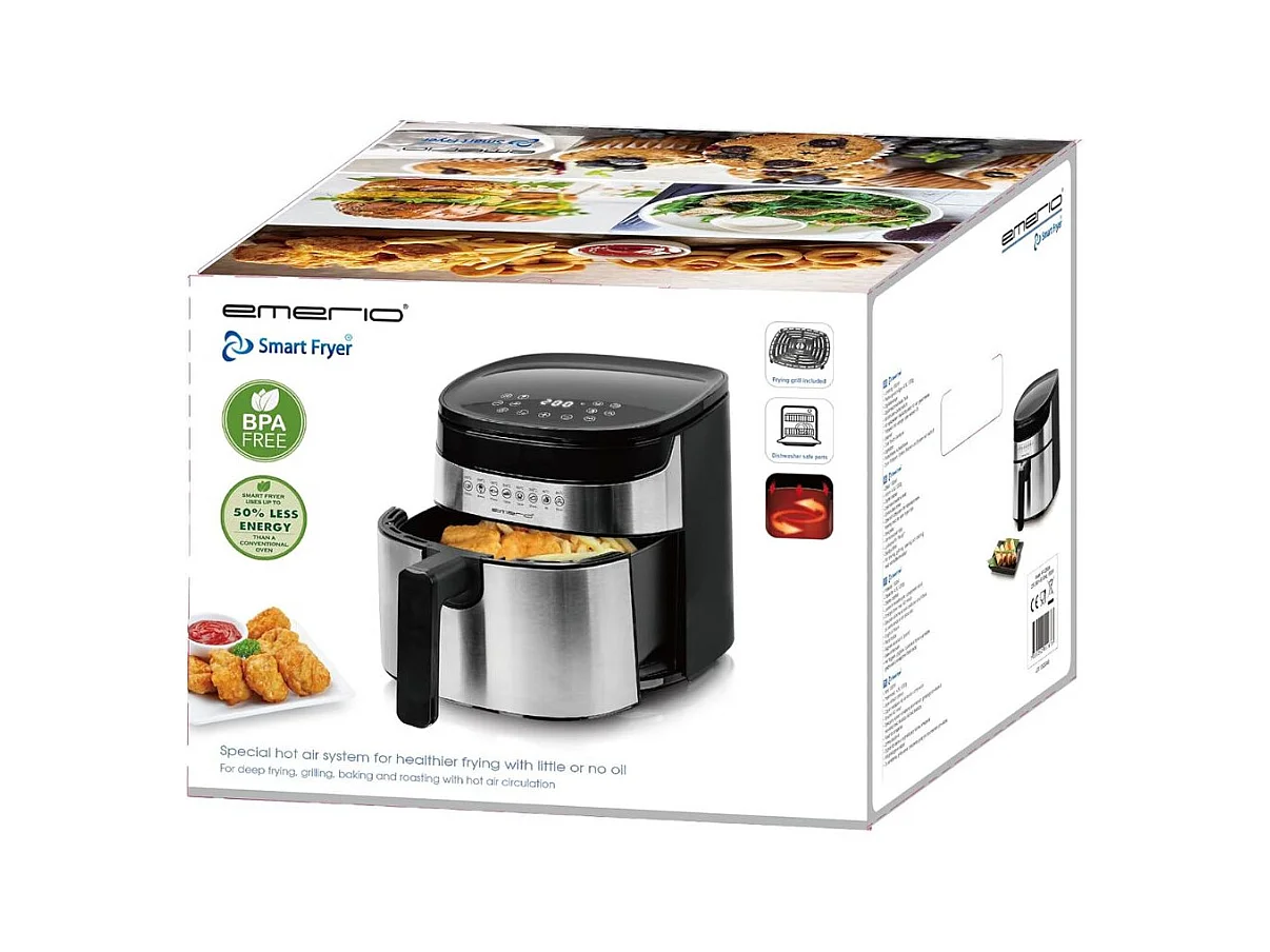 Freidora de aire Emerio AF-129084 1300W 4,5L 8 programas acero inoxidable negro