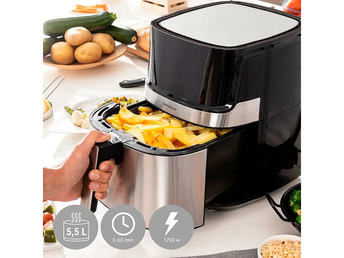Freidora de aire Fryinn Pro 5500 Innovagoods 1700W 5,5L negro