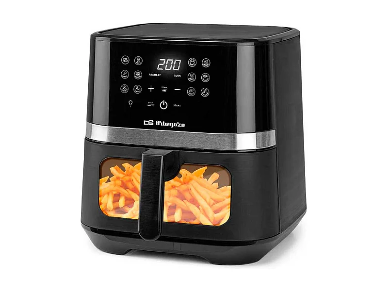 Freidora de aire Orbegozo FDR 68 1800W 6,5L diseño con ventana negro