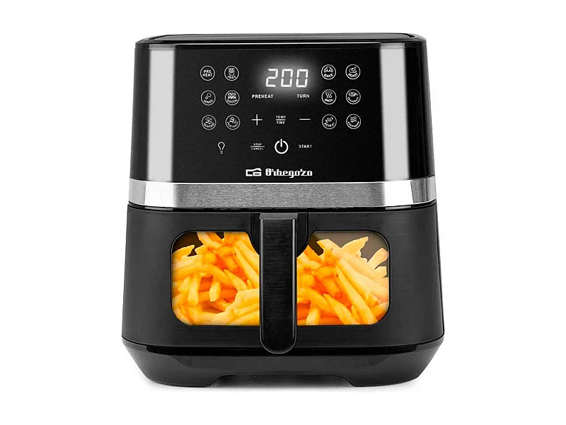 Freidora de aire Orbegozo FDR 68 1800W 6,5L diseño con ventana negro