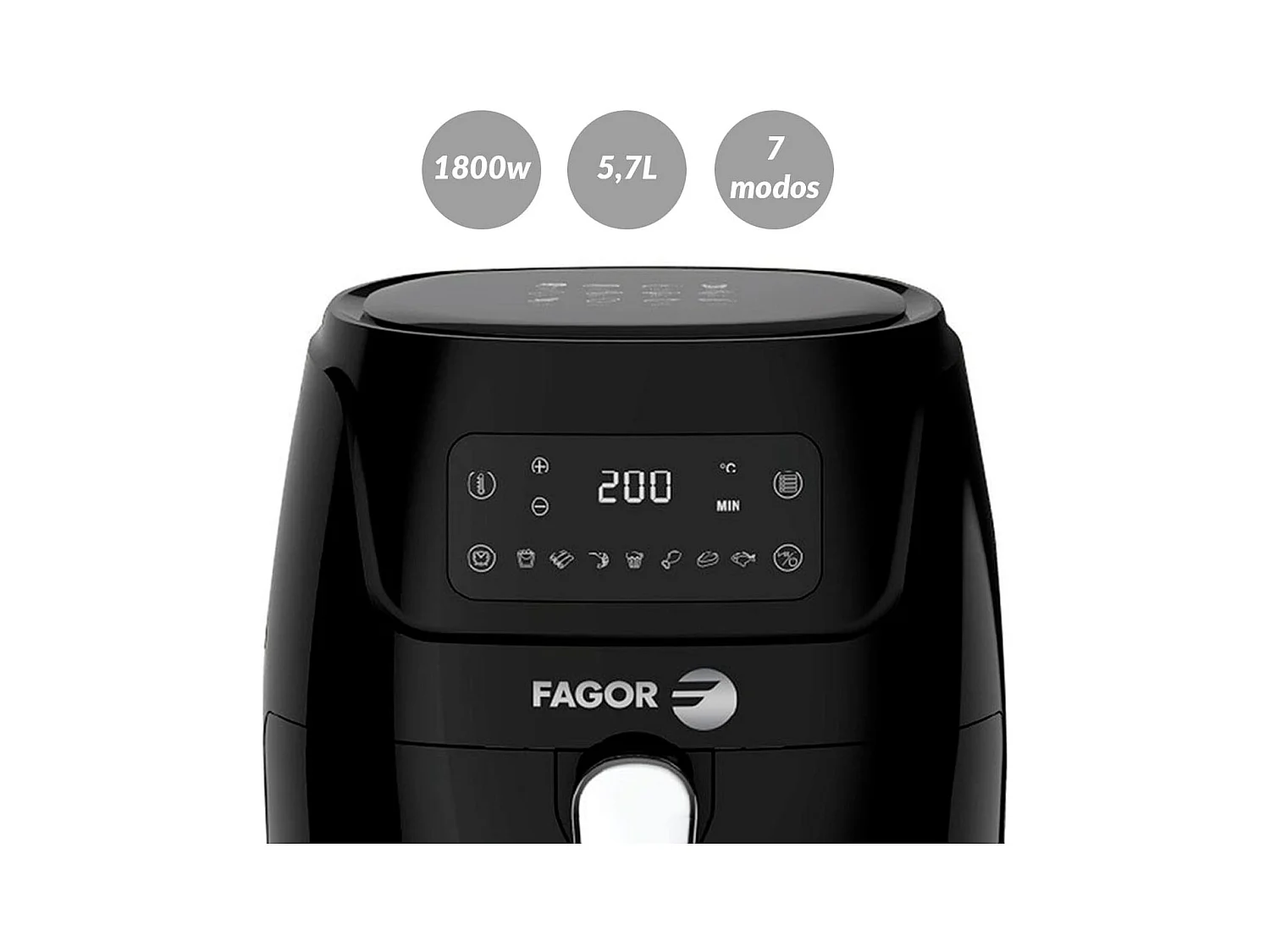 Freidora de aire Naturfry FGE7822 Fagor 1800W 5,7L 7 modos negro