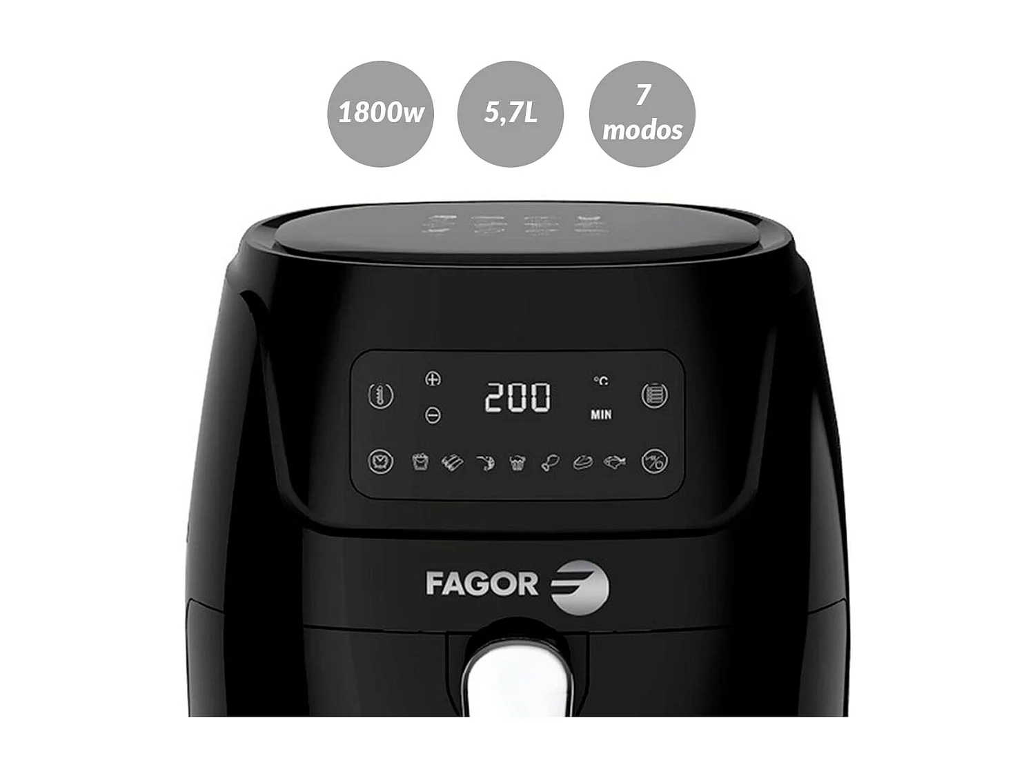 Freidora de aire Naturfry FGE7822 Fagor 1800W 5,7L 7 modos negro