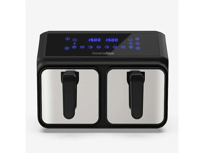 Freidora de aire Air Crispy 6008DB Universal Blue 2200W 8L 2 cubetas negro/inox
