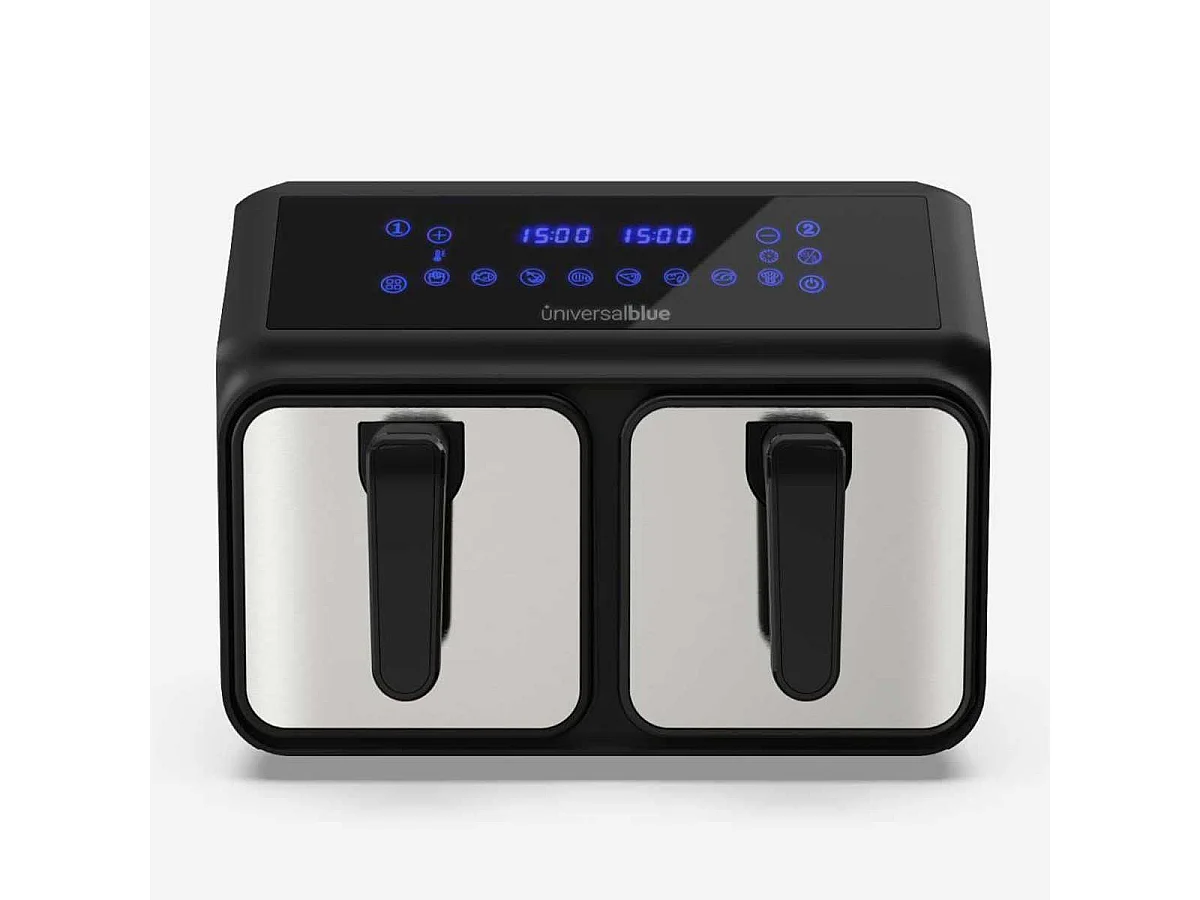 Freidora de aire Air Crispy 6008DB Universal Blue 2200W 8L 2 cubetas negro/inox