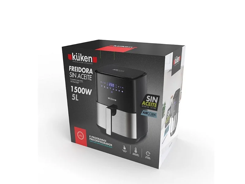 Freidora de aire Küken 39957 1500W 5L negro Ø21x27 cm