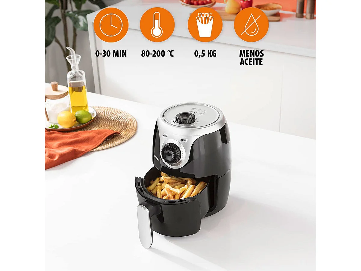 Freidora de aire Tristar FR-6980 Mini Crispy 1000W 2L negro/inox