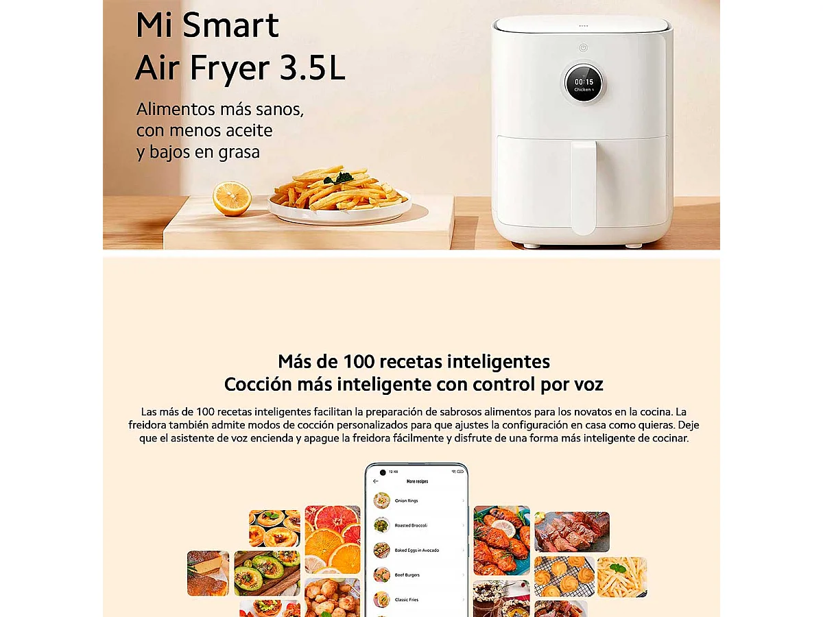 Freidora de aire Xiaomi Mi Smart Air Fryer 1500W 3,5L conexión WiFi blanco