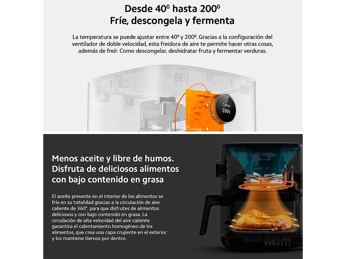 Freidora de aire Xiaomi Mi Smart Air Fryer 1500W 3,5L conexión WiFi blanco