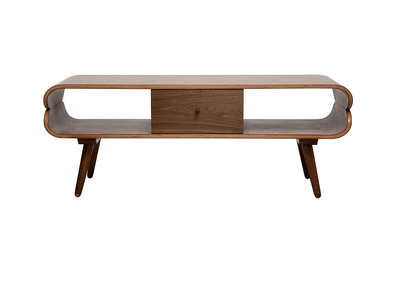 Meuble TV vintage en bois foncé avec rangements L132 cm TAKLA