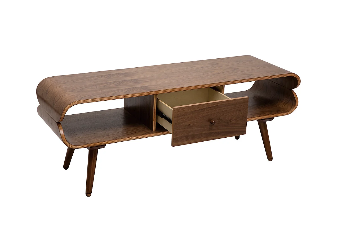 Meuble TV vintage en bois foncé avec rangements L132 cm TAKLA