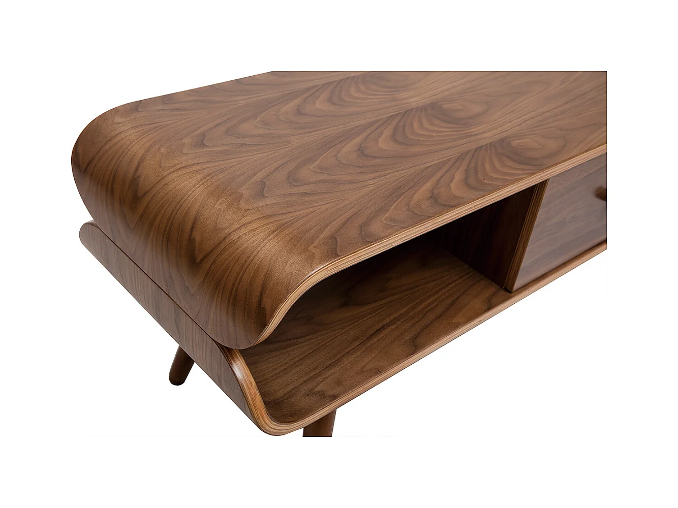 Meuble TV vintage en bois foncé avec rangements L132 cm TAKLA