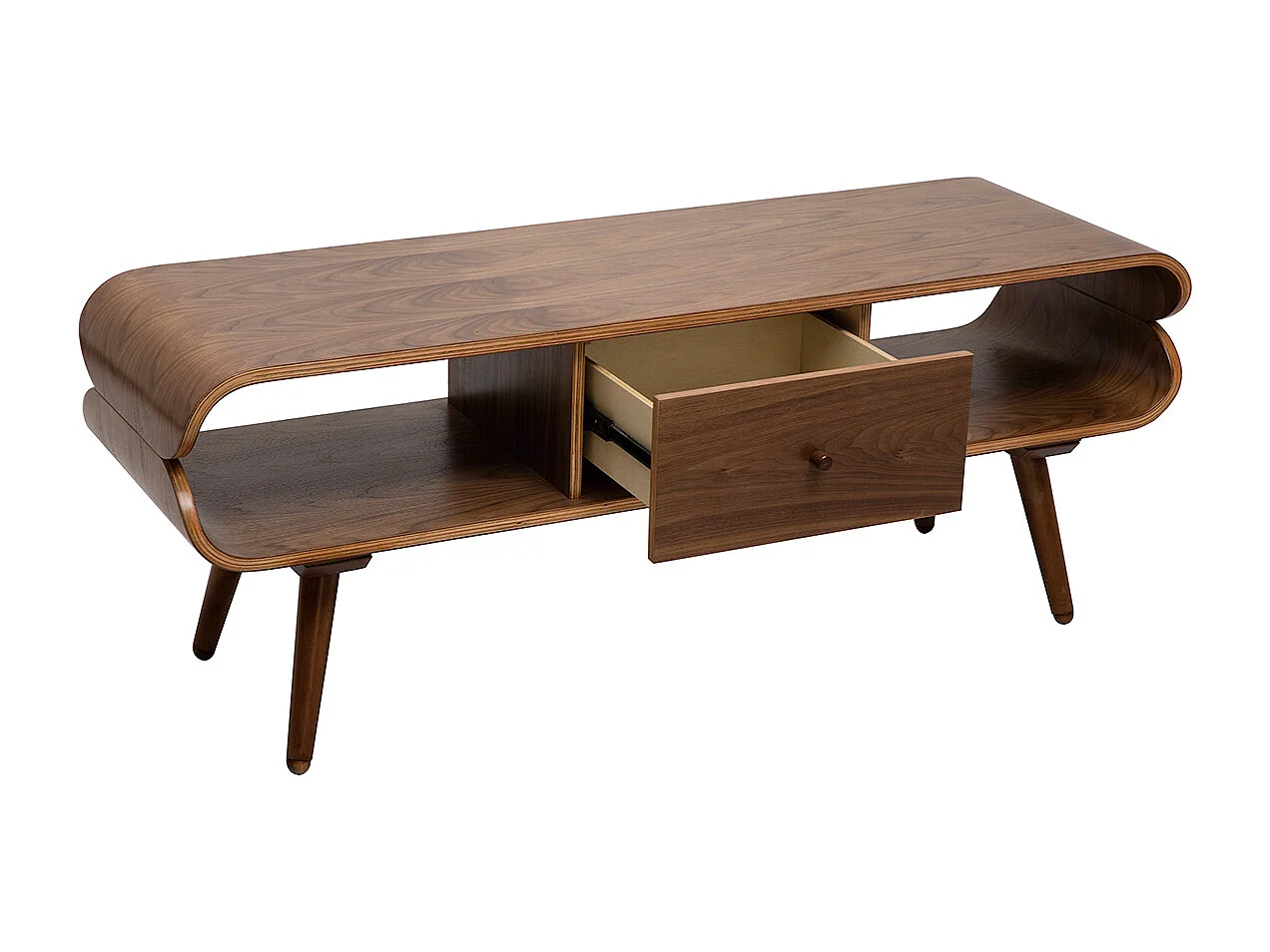 TV-Schrank mit Ablagefächern aus dunklem Holz B 132 cm TAKLA