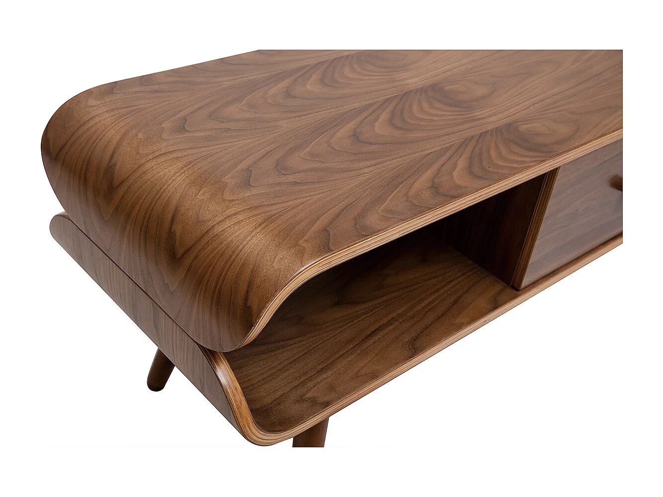 TV-Schrank mit Ablagefächern aus dunklem Holz B 132 cm TAKLA