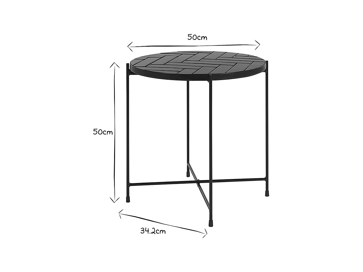 Tavolino rotondo in ceramica verde scuro e metallo nero D50 cm KOTTA