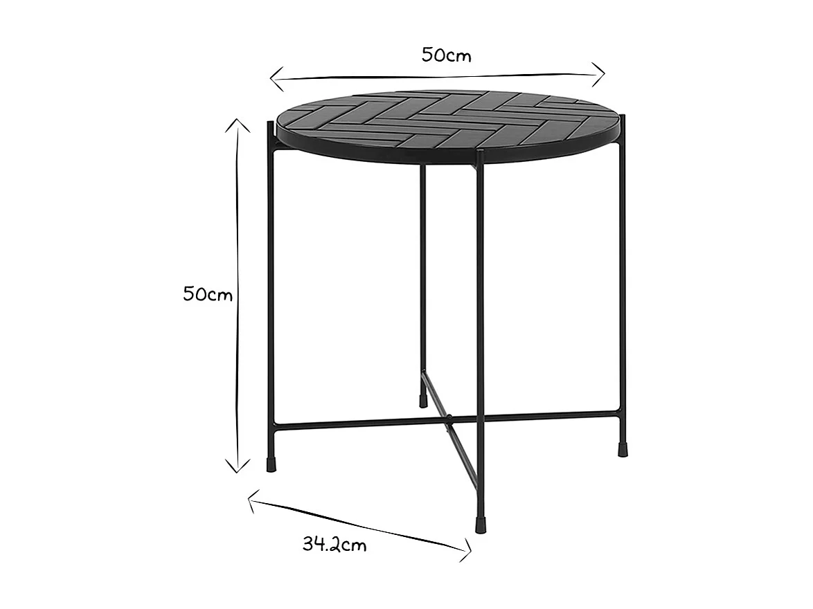 Table basse ronde en céramique vert foncé et métal noir D50 cm KOTTA