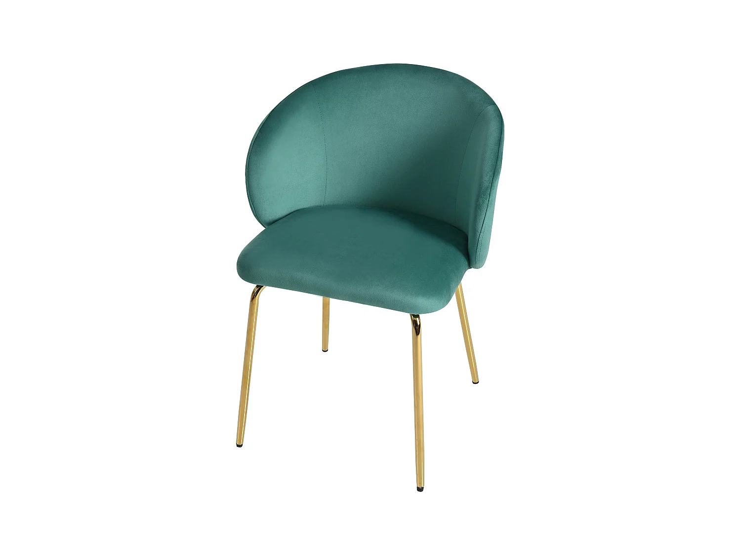 Lot de 2 chaises en velours - pieds en métal doré - Vert