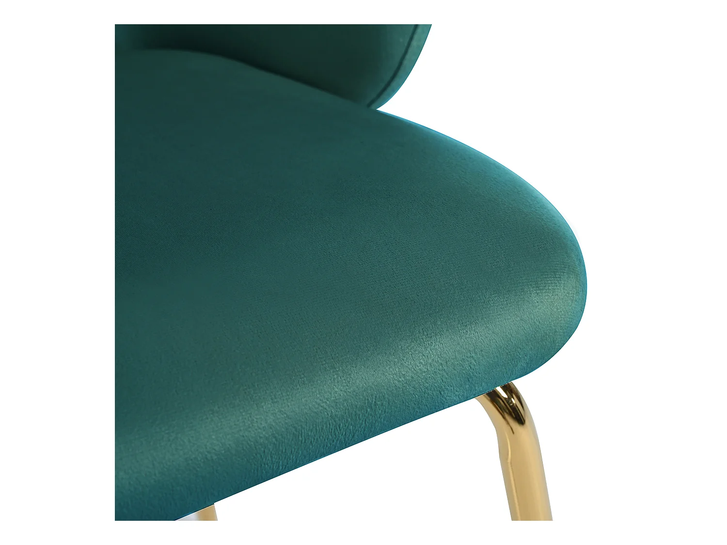 Lot de 6 chaises en velours - pieds en métal doré - Vert