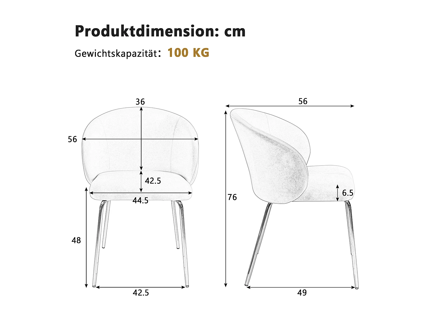 Lot de 6 chaises en velours - pieds en métal doré - Vert