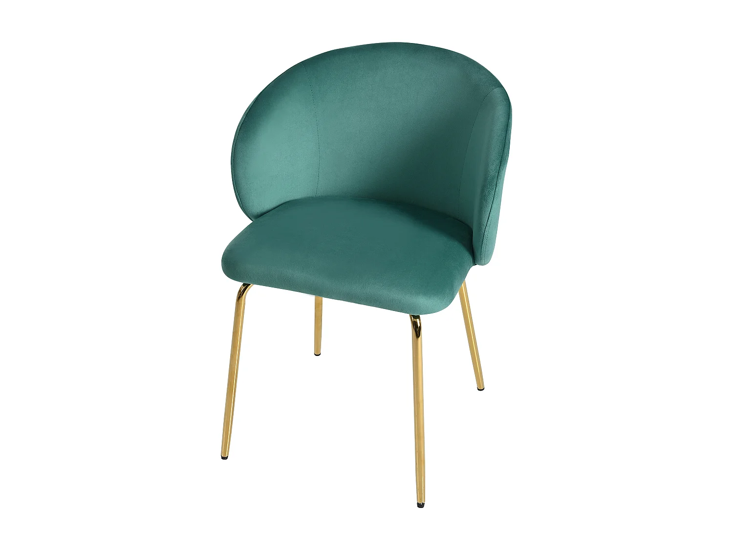 Lot de 6 chaises en velours - pieds en métal doré - Vert