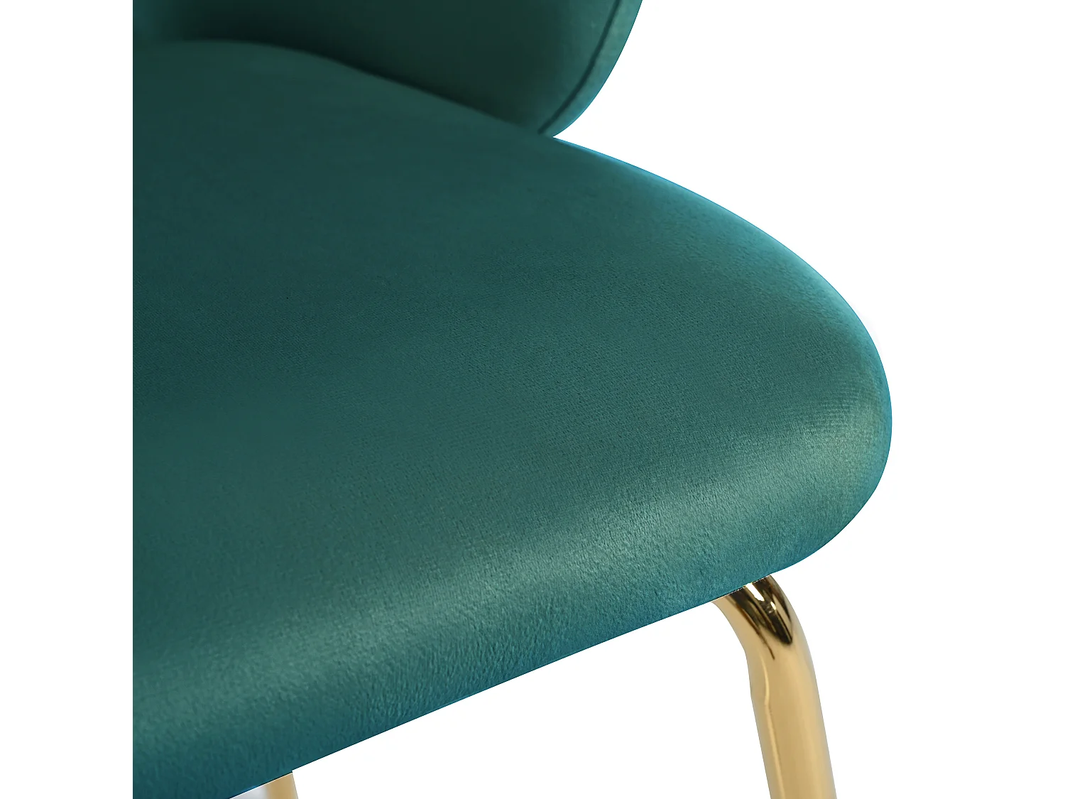 Lot de 6 chaises en velours - pieds en métal doré - Vert