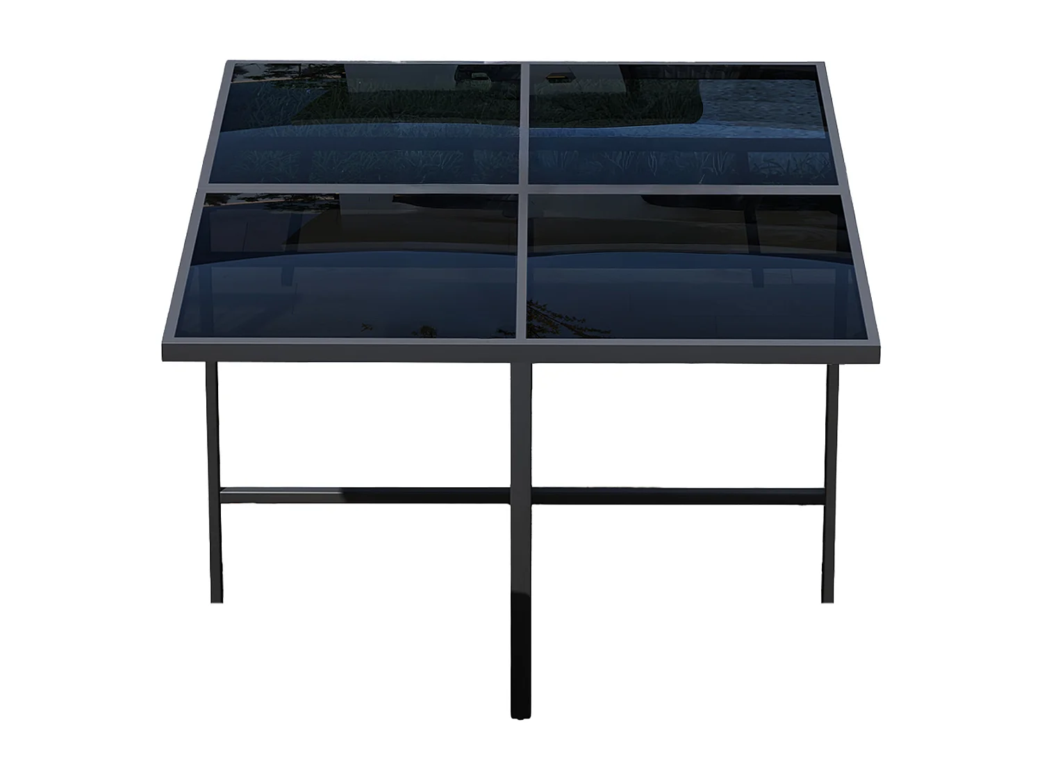 Ensemble de salle à manger de jardin pour 6 personnes, table en verre trempé, structure en fer galvanisé, 4 chaises, 2 tabourets, 1 table, gris