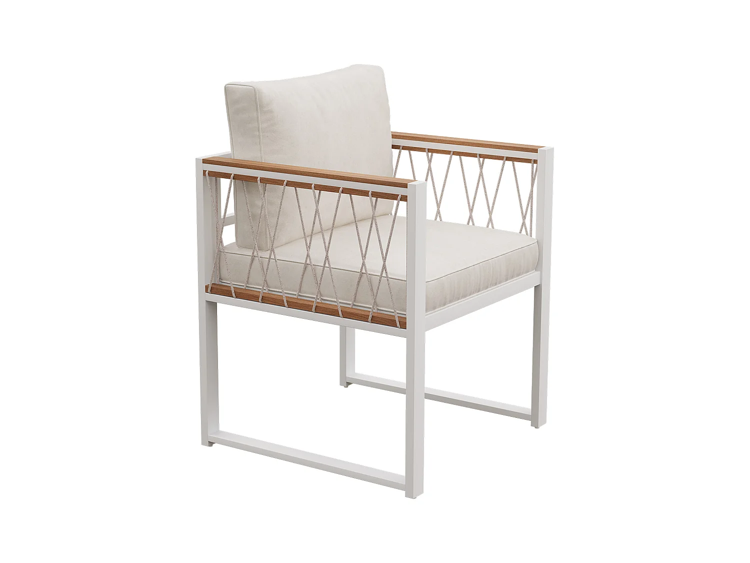 Ensemble de salle à manger de jardin pour 6 personnes, table en verre trempé, structure en fer galvanisé, 4 chaises, 2 tabourets, 1 table, Blanc