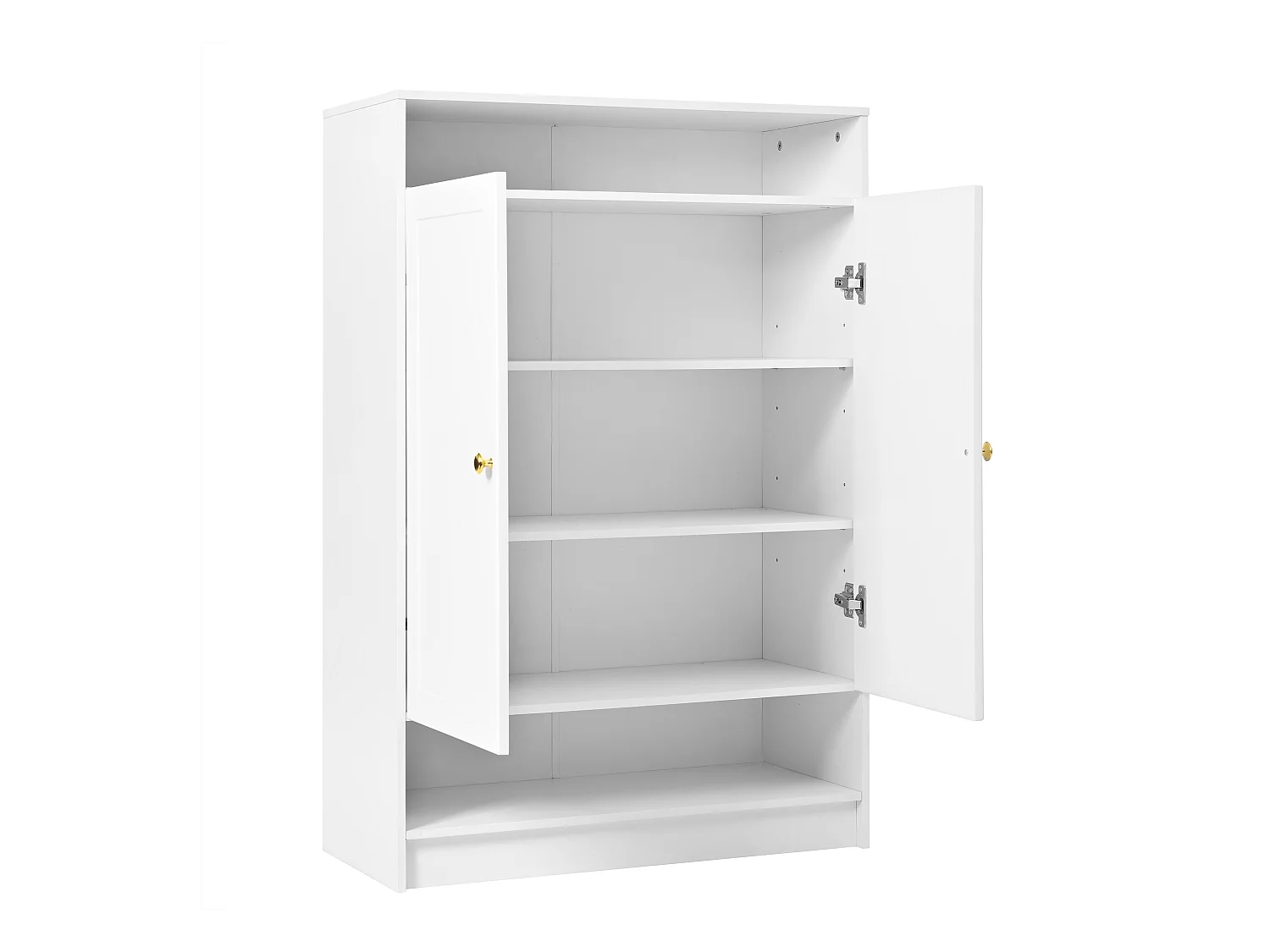 Schuhschrank 73x34x109 cm - mit 2 Türen - mit 2 offenen Regalen - weiß