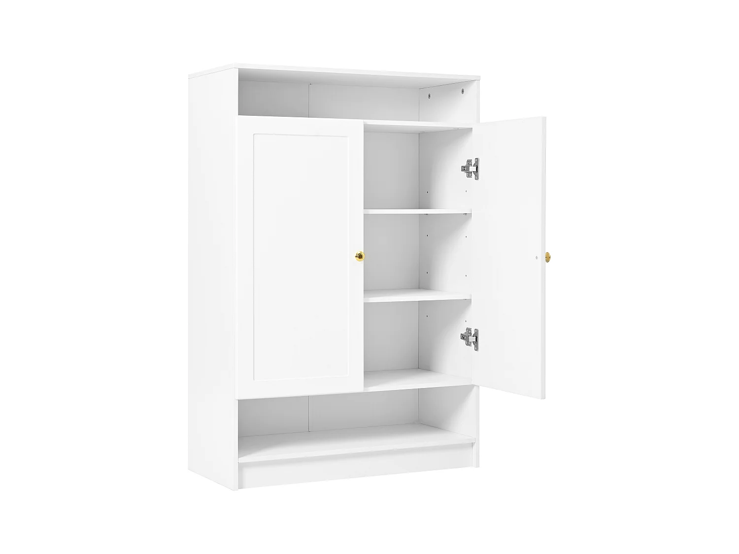 Schuhschrank 73x34x109 cm - mit 2 Türen - mit 2 offenen Regalen - weiß