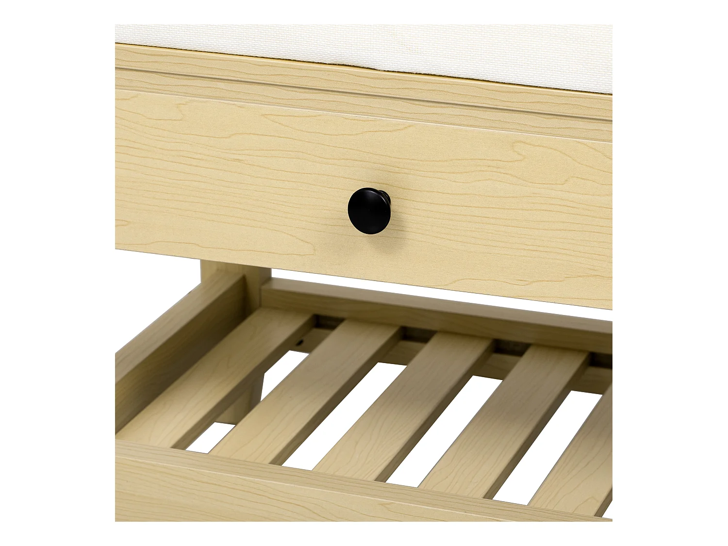 Móvel para sapatos - com assento - com 2 gavetas - com prateleiras abertas - Natural