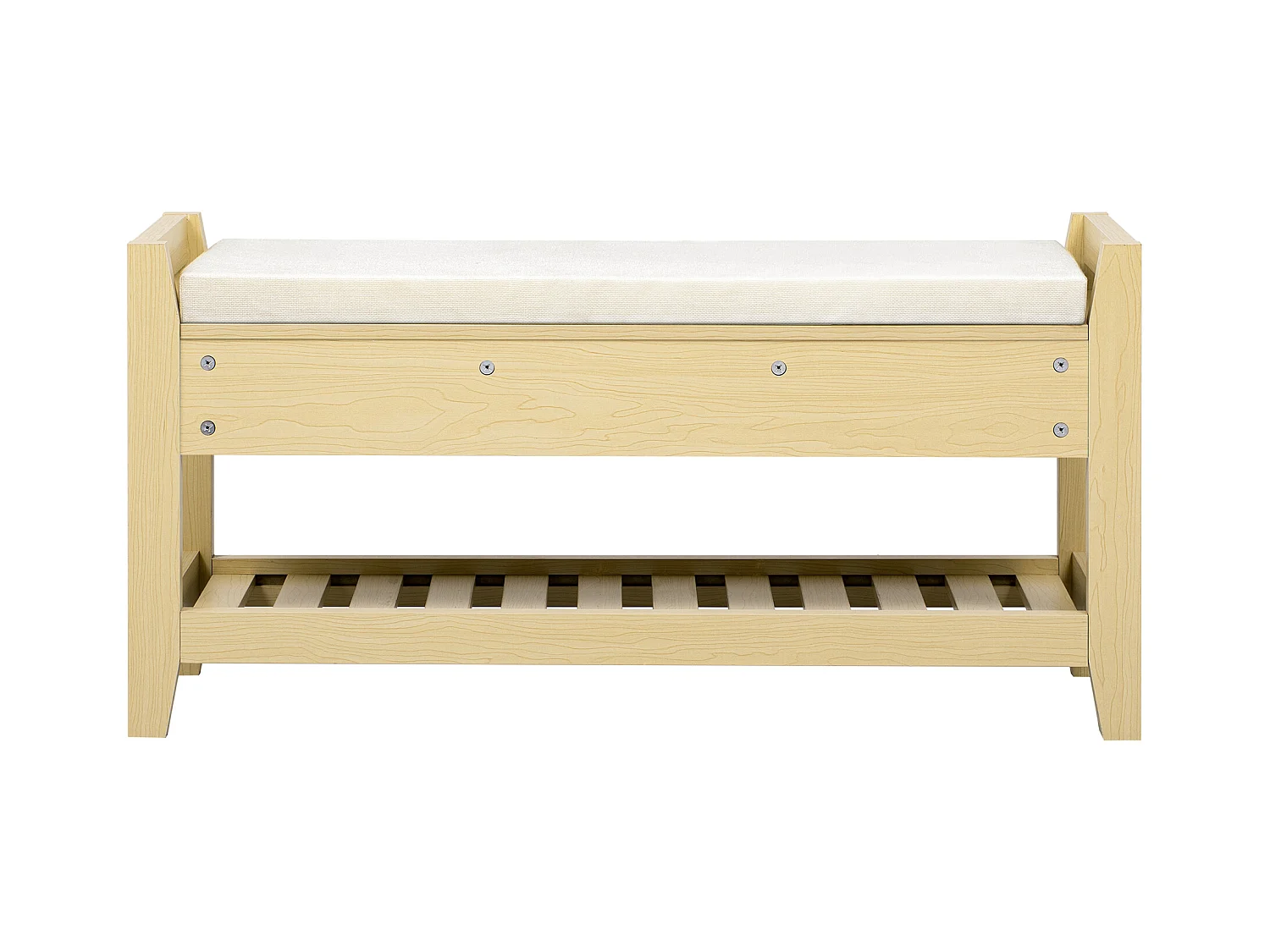 Móvel para sapatos - com assento - com 2 gavetas - com prateleiras abertas - Natural