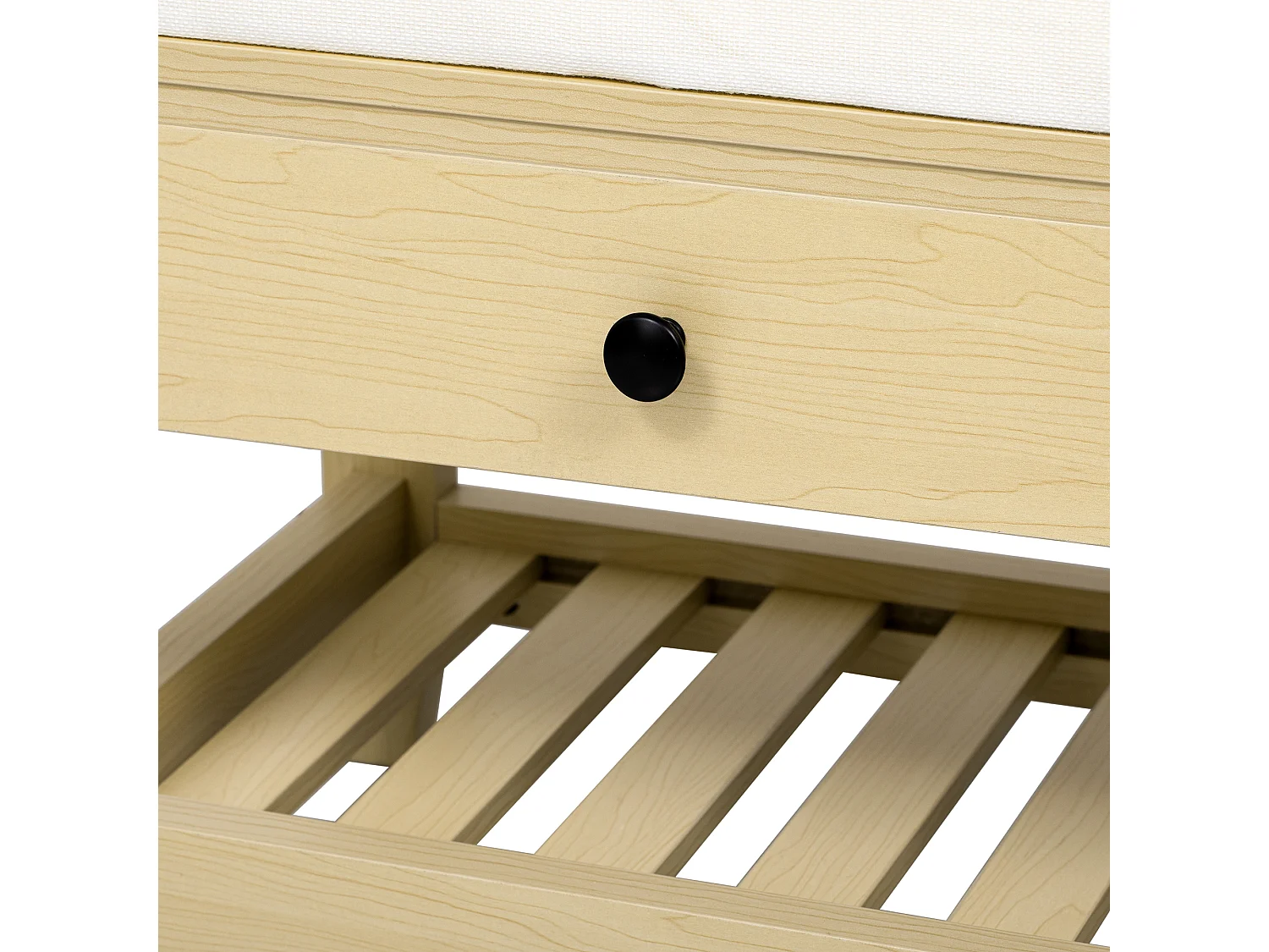 Schuhschrank - mit Sitz - mit 2 Schubladen - mit offenen Regalen - Natürlich