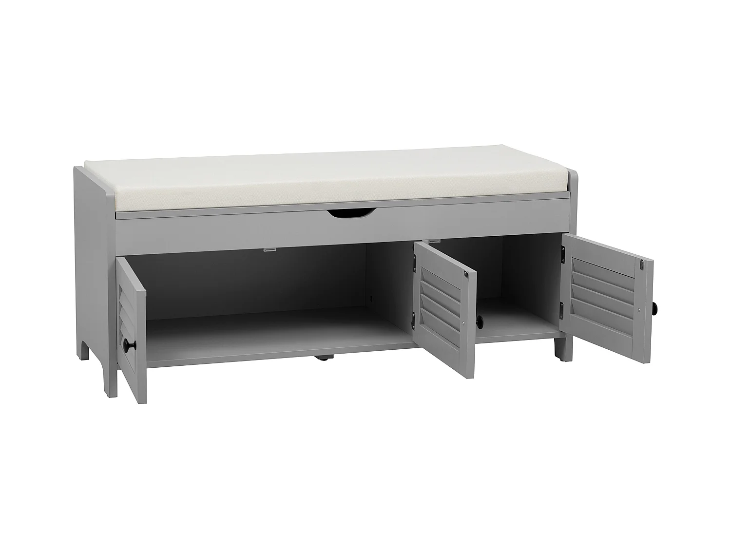 Meuble à chaussures - avec siège - avec 3 portes - avec rangement sous le siège - Gris