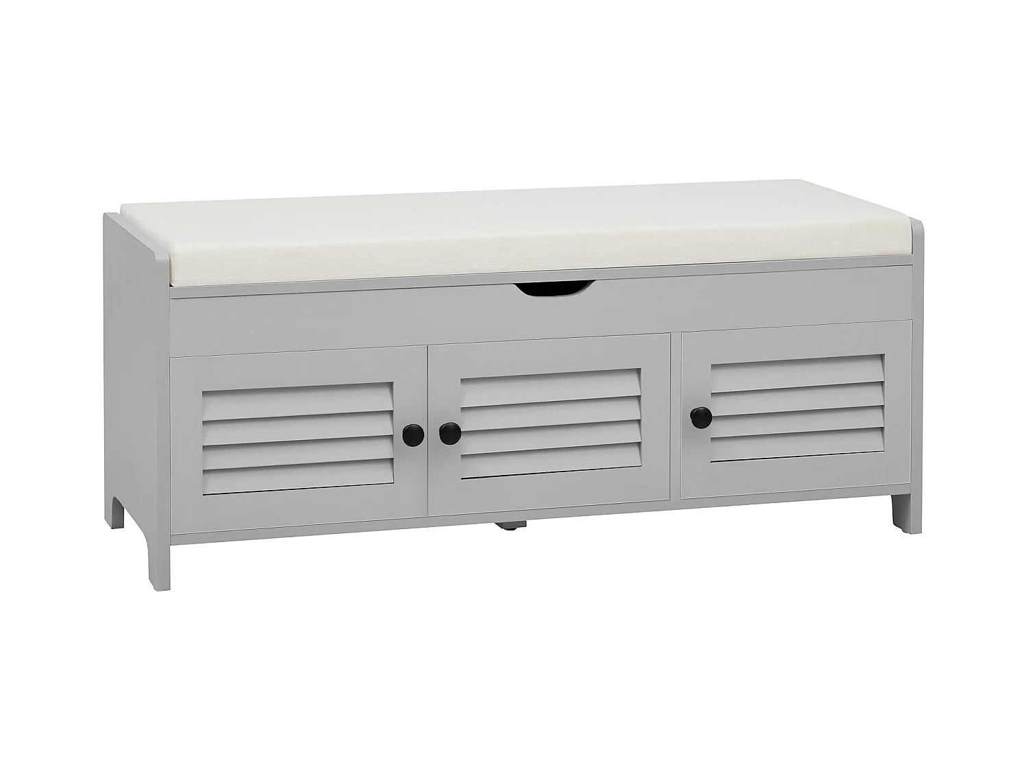 Schoenenkast - met zitplaats - met 3 deuren - met opslagruimte onder de zitplaats - Grijs