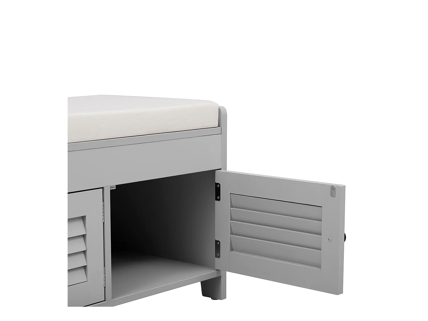 Schoenenkast - met zitplaats - met 3 deuren - met opslagruimte onder de zitplaats - Grijs