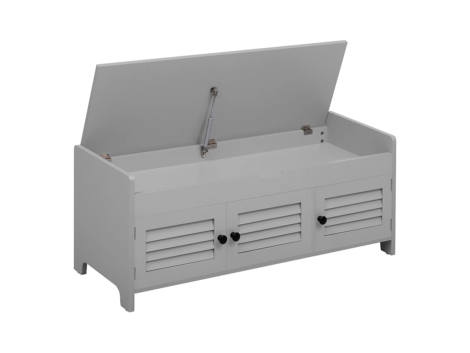 Schoenenkast - met zitplaats - met 3 deuren - met opslagruimte onder de zitplaats - Grijs