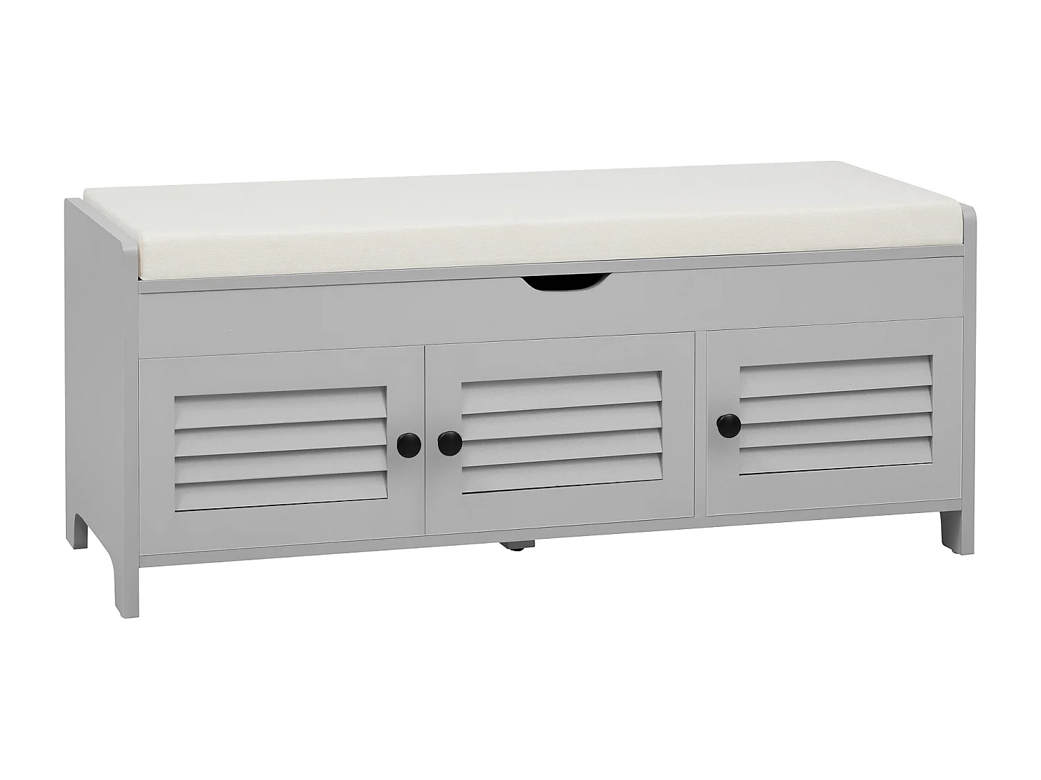 Meuble à chaussures - avec siège - avec 3 portes - avec rangement sous le siège - Gris