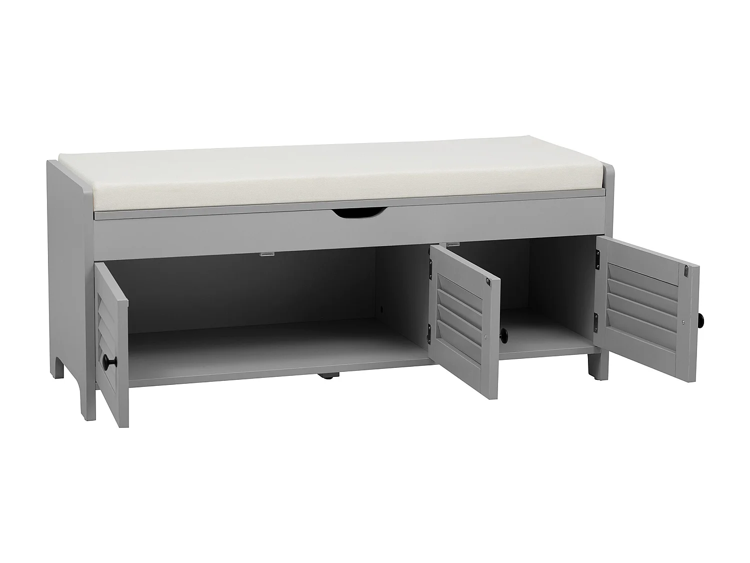 Meuble à chaussures - avec siège - avec 3 portes - avec rangement sous le siège - Gris