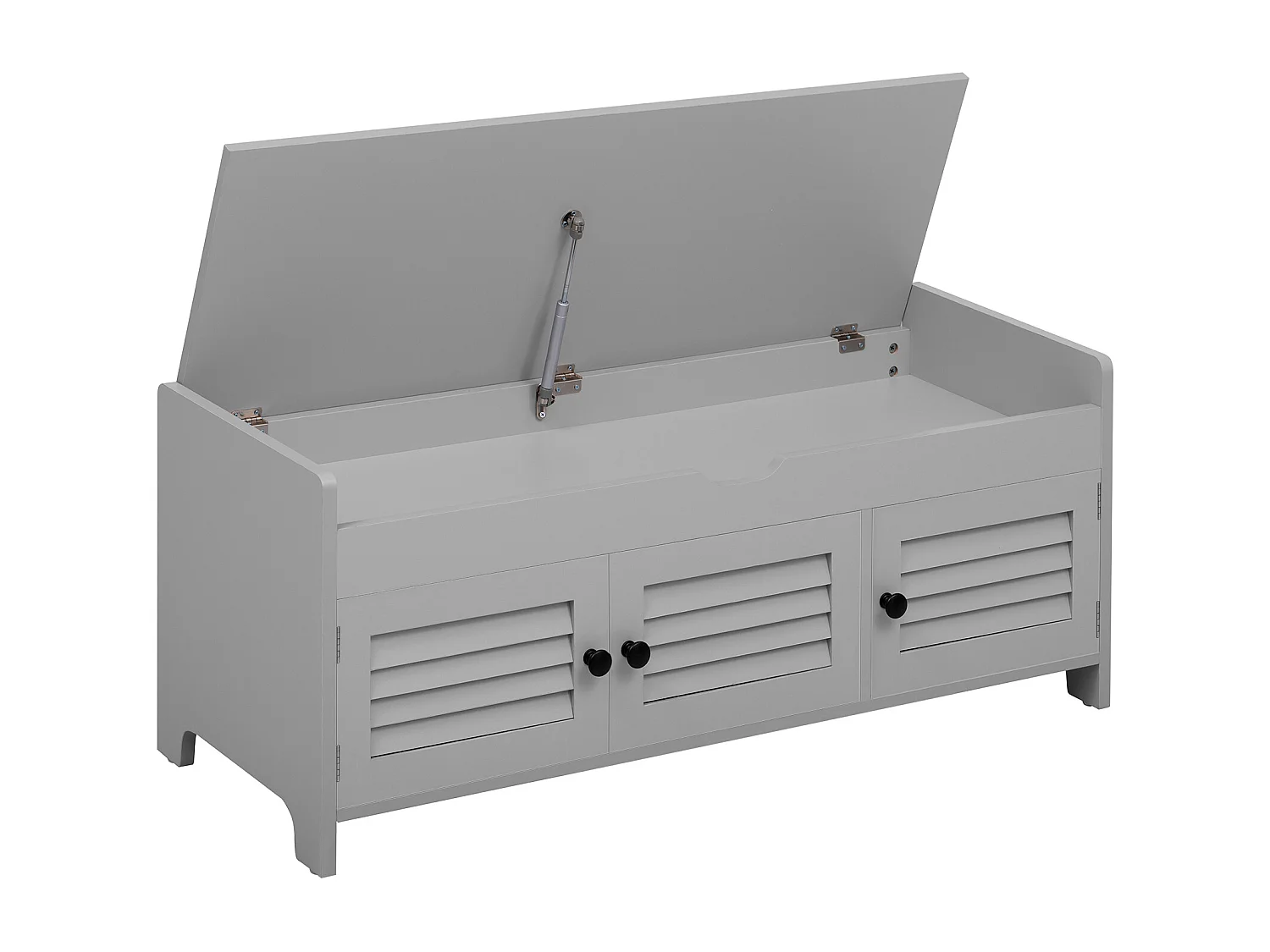 Meuble à chaussures - avec siège - avec 3 portes - avec rangement sous le siège - Gris