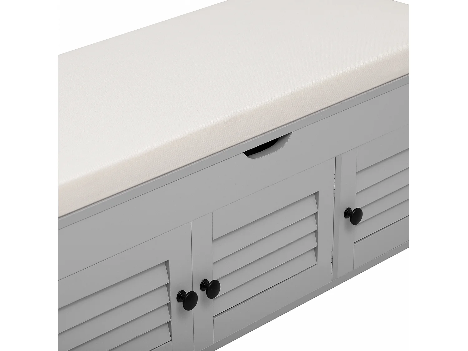 Meuble à chaussures - avec siège - avec 3 portes - avec rangement sous le siège - Gris